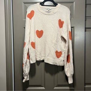 Madewell Cream and Orange Heart Sweater